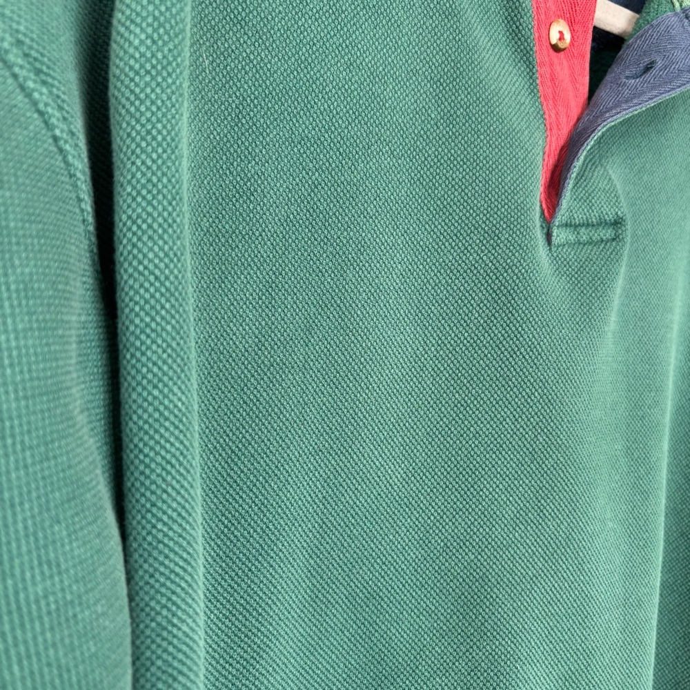 Vintage 90’s Levi’s Dockers Long Sleeve Green Cotton Pique Polo Rugby Pullover M - Picture 4 of 8